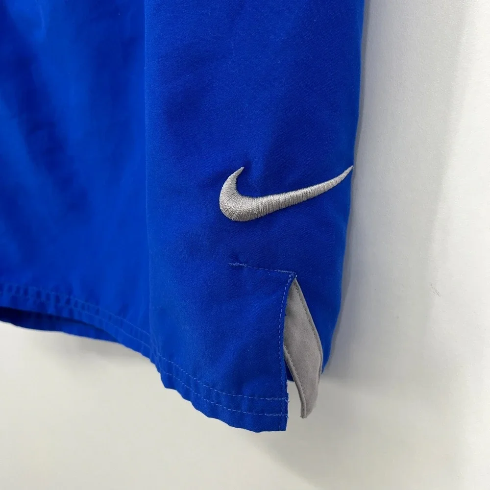 Nike‎ Swim Trunks Men's Size L Blue Mesh Lined Drawstring Swoosh Logo